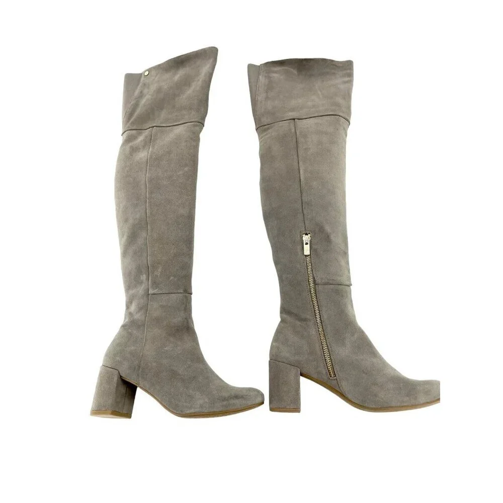 Taryn Rose Boots Catherine Gray Suede Leather Over The Knee SZ 5.5 New $375